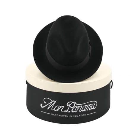 MonPanama Hat - Danny black - front with hatbox